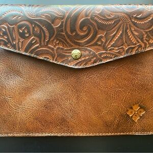 Patricia Nash 100% Leather Tooled Envelope Clutch. Excellent Condition.